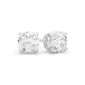 Solitaire 14K Real White Gold Made Moissanite Diamond <b>Earrings</b> With Four Prong Setting Screw Back Design <b>Post</b> Stud <b>Earring</b> - Product Image 2