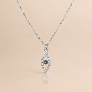 925 Sterling Silver Eye Necklace with Natural <b>Lapis</b> <b>Lazuli</b> – Dainty Pave Marquise Eye Pendant Protection Jewelry - Product Image 3