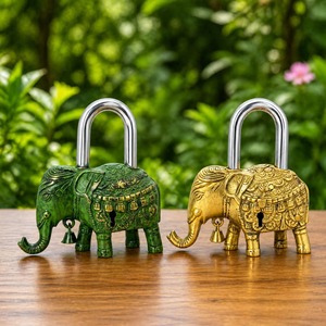 Brass <b>Padlock</b> Elephant Vintage Design Small Antique Style Safety Lock Decorative Spiritual Collectible for Home Temple Gift - Product Image 6