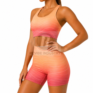 Ensemble décontracté deux pièces en toile unie pour femme avec logo personnalisé, vente en gros, streetwear, t-shirt à manches courtes et short sublimés - Product Image 5
