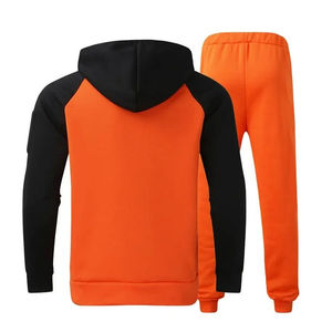 Conjunto Deportivo con Capucha para Hombre, Color Naranja y Negro, Bloques de Color, Manga Larga, Ropa Casual Transpirable, Ropa Deportiva de Otoño - Product Image 2
