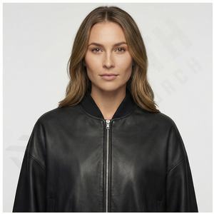 แจ็กเก็ตหนังแกะแบบบางสำหรับผู้หญิงเสื้อแจ็กเก็ตหนังแกะระบายอากาศได้ดีดีไซน์ตามสั่งสำหรับฤดูหนาว - Product Image 4