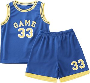 Ensemble maillot de basket bleu pour garçons, numéro 10, débardeur sans manches avec short, polyester respirant, vêtements de sport toutes saisons - Product Image 3