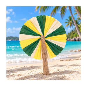 Éventail artisanal vietnamien en fibre de coco tressée, fait main, style tropical, pour la décoration intérieure, les centres de villégiature, les mariages, les cafés et les cadeaux - Product Image 1