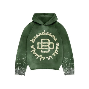 เสื้อฮู้ดดี้ทรงโอเวอร์ไซส์ แบบยูนิเซ็กซ์ ตกแต่งเพชร งานตัดเย็บคุณภาพสูง สำหรับฤดูหนาว สไตล์ลำลองแนวสตรีท ผลิตตามแบบ ODM ผ้าฟลีซหนานุ่ม ขายส่ง - Product Image 2