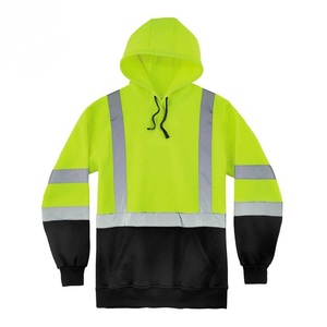 เสื้อฮู้ดสะท้อนแสงสีเหลือง Hi Vis สำหรับผู้ชาย ชุดทำงานเพื่อความปลอดภัย ผลิตจากวัสดุโพลีเอสเตอร์ - Product Image 1