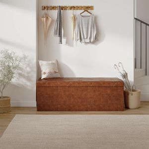 43 Inches <b>Folding</b> Ottoman Storage Bench Load 660 Lbs Upholstered Foot Rest Stool End <b>Bed</b> Storage Bench Living Room Accessory - Product Image 2