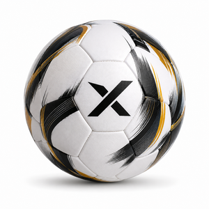 Ballon de football professionnel X Sports City personnalisé blanc noir or avec logo X, écologique, pour entraînement en salle |   OEM/ODM - Product Image 1