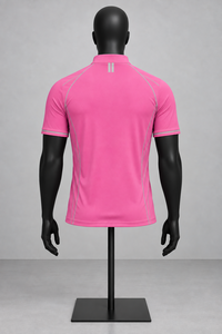 เสื้อโปโลแขนสั้นสีชมพู แห้งเร็ว สีพื้น ผ้าถักลำลอง สำหรับออกกำลังกาย - Product Image 3
