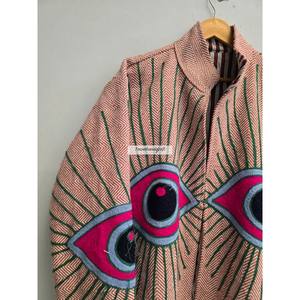 Veste matelassée pour femme avec broderie Suzani, col montant, 100% coton, idéale pour les soirées - Product Image 2