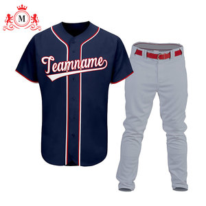 Maillot de baseball bleu pour homme avec accents rouges et blancs, en polyester respirant, taille adulte, nom d'équipe personnalisé imprimé - Product Image 5