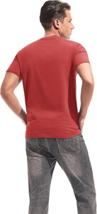 Camiseta de Hombre Roja de Manga Corta con Cuello Redondo, Color Sólido, Informal, Tejida, 100% Lana Merino, Ecológica y Transpirable - Product Image 5