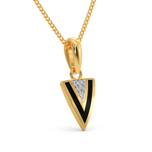 สร้อยคอจี้เพชรเคลือบเงาแบบเปิดรูปตัววี - Product Image 3