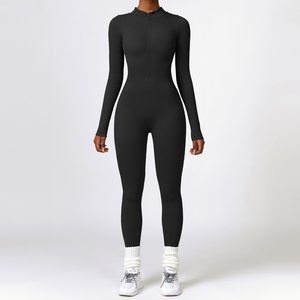 Combinaison de yoga pour femme, taille haute, bleu uni, sans manches, dos nu, effet push-up, bretelles spaghetti, coupe ajustée - Product Image 1