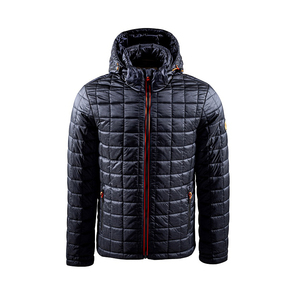 Veste matelassée à capuche noire pour homme, rembourrée de duvet, fermeture éclair, coupe-vent, vêtements décontractés d'hiver, coupe régulière - Product Image 1
