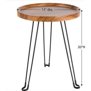 Mesa de Centro Redonda Moderna de Madera con Patas Metálicas Plegables, Mueble Decorativo para el Hogar - Product Image 5