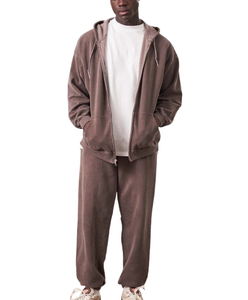 Survêtement vintage délavé à l'acide 2 pièces pour homme, pantalon évasé personnalisé, sweat à capuche oversize, streetwear, impression sérigraphique, survêtement délavé à l'acide - Product Image 3