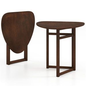 31.5\" Small Folding Walnut Solid Wood <b>Dining</b> <b>Table</b> for 2 People <b>Foldable</b> Kitchen <b>Table</b> - Product Image 3