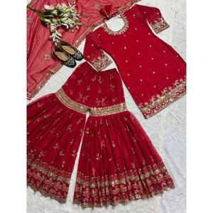 เซ็ตชุดปาร์ตี้ออกแบบโดยดีไซเนอร์สำหรับผู้หญิง sharara plazzo dupatta - Product Image 4