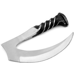 Custom Handmade Stainless Steel Pizza Cutter Premium Wooden Handle Kitchen Axe with Genuine Leather Sheath - Product Image 1