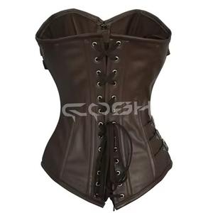 Top estilo bustier de cuero marrón vintage |   Corsés de Piel Sintética - Product Image 6