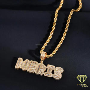 Pendentif personnalisé en diamant VVS cultivé en laboratoire, plaque nominative, collier avec breloque lettre sertie de diamants, bijoux hip-hop - Product Image 4