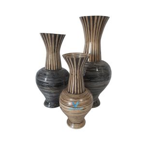 <b>Top</b> Quality Spun Bamboo Decorative Vase Natural Handmade Boho Home Decoration Vietnam Factory - Product Image 5