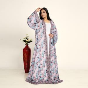 Abaya Larga de Chifón Estampado con Shrug para Mujer, Cárdigan Árabe Abierto por Delante, Ropa Islámica Modesta para Oración, ODM Ramadán y Eid - Product Image 2