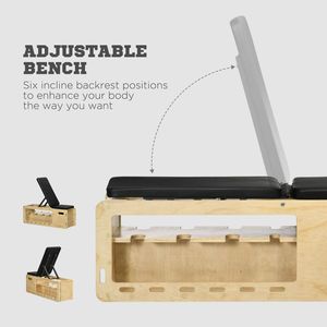 Panca per Pesi Regolabile con Portaoggetti, Attrezzatura per Palestra Domestica, Panca Inclinabile per Sollevamento Pesi e Corde di Resistenza - Product Image 5