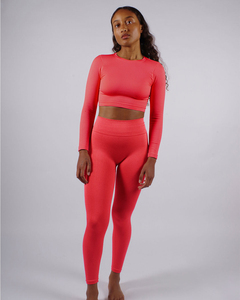 Women's <b>Red</b> Knitted <b>Long</b> <b>Sleeve</b> Crop <b>Top</b> O-Neck Casual Solid Color Tank <b>Top</b> - Product Image 5