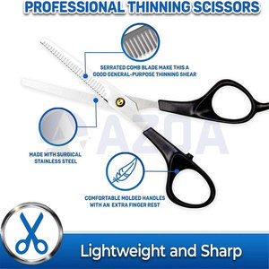 Ciseaux à cheveux en acier inoxydable à 28 dents avec poignée en plastique noir pour la coiffure professionnelle - Product Image 5