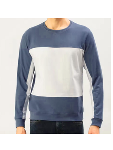 Men's Casual Pullover Crew Neck Fleece Winter Color Block Custom Logo 100% Cotton Breathable Quick Dry Latest <b>Design</b> Sweatshirt - Product Image 1