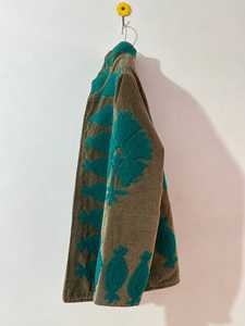 Hand Embroidered <b>Velvet</b> Suzani <b>Jacket</b> with Teal Floral Pattern Crew Neck Pullover Closure Boho Style Autumn Outerwear - Product Image 3