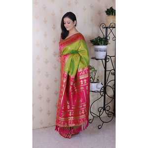 Traditional <b>Warli</b> Art Saree Mehendi Green Soft Silk Zari Woven Indian & Pakistani Clothing - Product Image 2