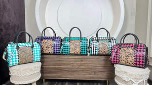 Modern Style Luxury Handcrafted Cow Leather Duffle Bag Vintage Shoulder Speedy Bag with Checkered Pattern for Men & <b>Women</b> - Product Image 5