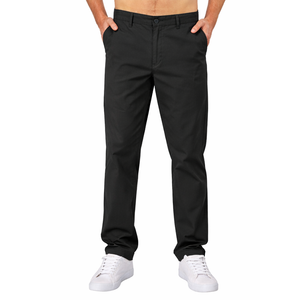 Pantalones Chinos de Hombre, Corte Slim, Color Bronceado, Tejido, Cierre de Botones, Transpirables, Ecológicos, Casuales, para Oficina, Trabajo, Uso Diario, Ligeros y Modernos - Product Image 1