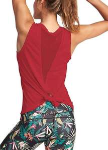 Women's Solid Color Knitted Tank <b>Top</b> O-Neck Sleeveless Casual Regular Fit <b>Red</b> - Product Image 3