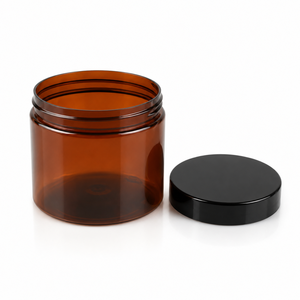 Custom 200ml Amber PET Plastic <b>Jar</b> with Black Screw Lid for Cosmetics Candy <b>Cookies</b> Dry Food Packaging Vietnam Factory - Product Image 2