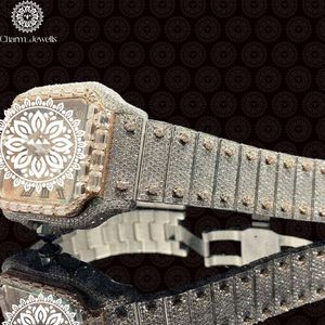 Montre carrée de luxe pour femme Charm_Jewells en acier inoxydable 30 mm, incrustée de diamants, analogique à quartz, montre de mode - Product Image 2