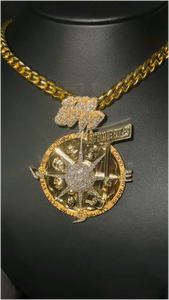 Collier Pendentif Boussole Étoile Polaire en Argent Sterling 925 Plaqué Or avec Diamants et Pendentif Lettre, Modèle Navire Guerrier - Product Image 2