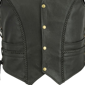 Chaleco de Motocicleta de Cuero Genuino para Hombre, con Correa Lateral Ajustable, Cierre de Cremallera, Ropa Exterior Cortavientos para Conducir en Invierno - Product Image 6