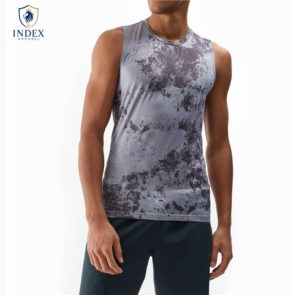 เสื้อกล้ามผู้ชาย Index Apparel คอกลม พิมพ์ลายแบบ Sublimation แห้งเร็ว สปอร์ต ผ้าถัก ลายสีเทา - Product Image 1