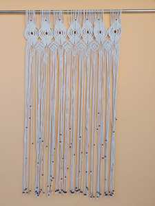 Panel Decorativo de Macramé Blanco Rectangular para Colgar en la Pared, Cortina de Cuentas, Decoración Boho para el Hogar, 100% Poliéster - Product Image 1