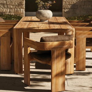 Mesa de Comedor de Madera de Teca para Exteriores, Moderna, Resistente, Antirrotura, Rectangular, en Oferta - Product Image 4