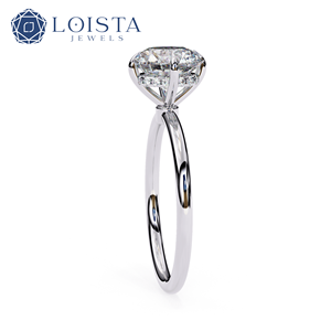 Anillo de Compromiso LOISTA con Diamante Redondo Brillante de Platino, Anillo Clásico Solitario para Mujer, Diamante Natural Certificado por GIA, Color D - Product Image 2