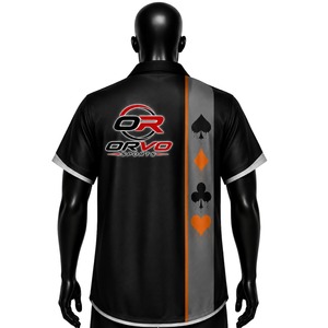 Camisa Casual de Manga Corta para Hombre ORVO Sports, Negra, Gris, Naranja, con Estampado de Póker, Secado Rápido, Transpirable, de Poliéster Twill, con Cuello Camisero - Product Image 2