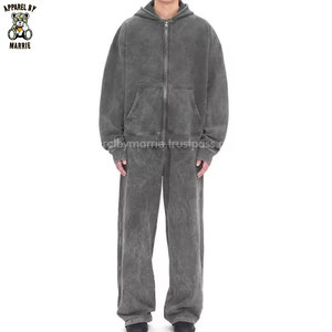 Ensemble de survêtements vintage en molleton de coton pour homme, coupe ample confortable, avec capuche ajustable et pantalon de jogging, en vente en ligne - Product Image 5