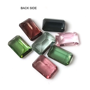 Calibrated Gemstone 6X9 MM 10.75 Carat 100% Natural Multi-Color Zambian Tourmaline Emerald Cut <b>7</b>-Piece Loose Set - Product Image 5
