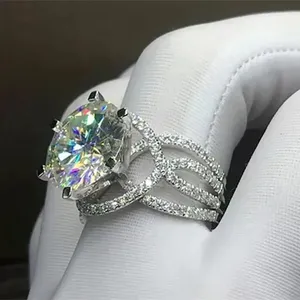 Luxury Moissanite Engagement <b>Ring</b> <b>925</b> Sterling <b>Silver</b> Wedding <b>Ring</b> Women Bridal Jewelry High Quality - Product Image 2