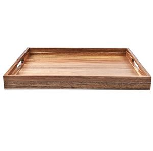Acacia Wood Portable Serving Tray with Handles Modern Design for Sofa and <b>Coffee</b> <b>Table</b> Use - Product Image 1